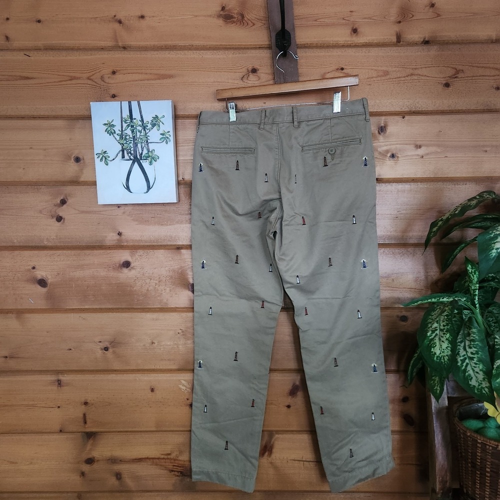 J Crew Chino Pants Broken In 770 Straight Embroidered Lighthouses Preppy Size 32 - Picture 4 of 11
